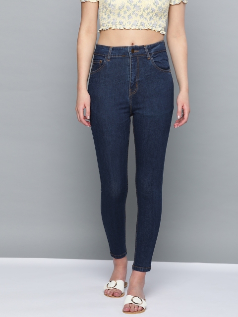 

VividArtsy Women Navy Blue Skinny Fit High-Rise Clean Look Stretchable Jeans