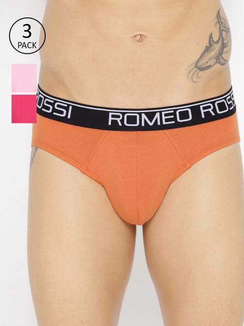 

ROMEO ROSSI Pack Of 3 Orange & Pink Solid Briefs