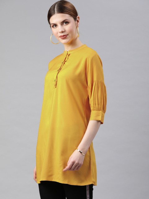 

Anubhutee Women Mustard Yellow Solid Kurti