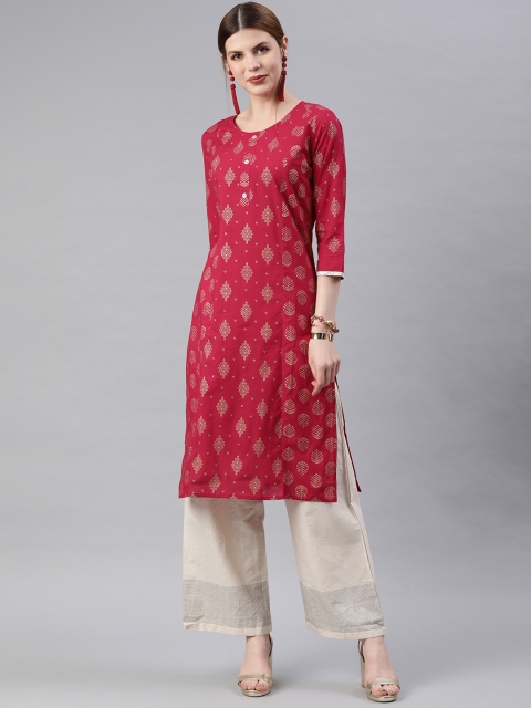 

Anubhutee Women Pink Printed Straight Kurta