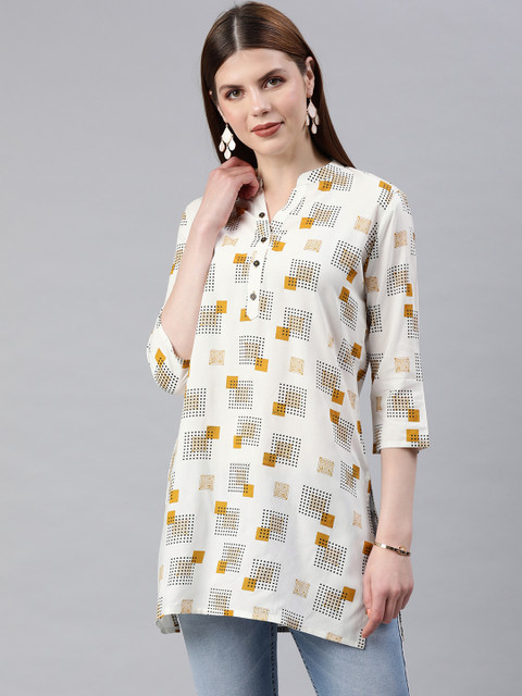 

Anubhutee Women Off-White & Black Printed Kurti