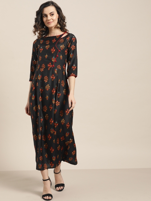 

Jaipur Kurti Women Black & Red Printed A-Line Dress