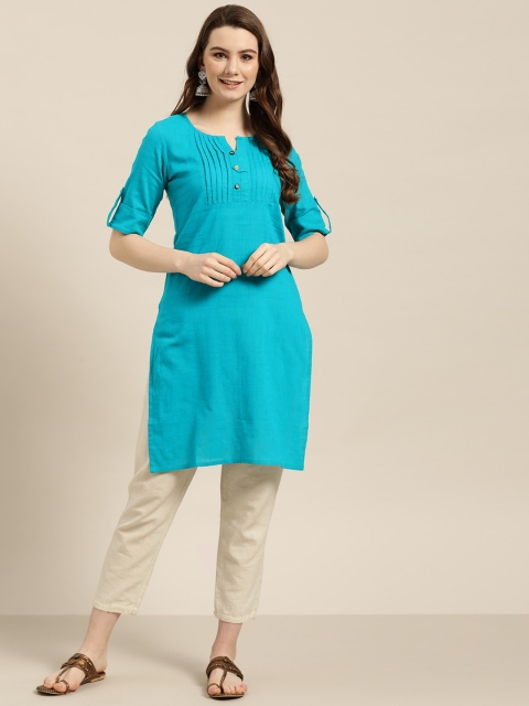 

Jaipur Kurti Women Blue Solid Straight Kurta
