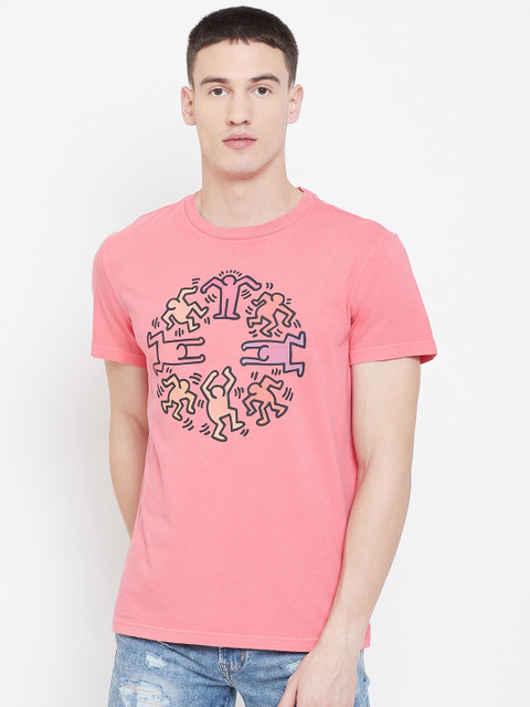 

AMERICAN EAGLE OUTFITTERS Men Pink Printed Round Neck T-shirt