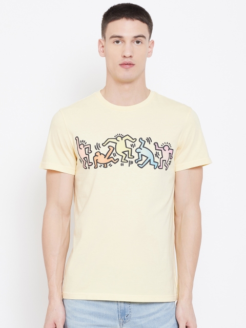 

AMERICAN EAGLE OUTFITTERS Men Yellow Printed Round Neck T-shirt