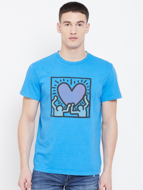 

AMERICAN EAGLE OUTFITTERS Men Blue Printed Round Neck T-shirt