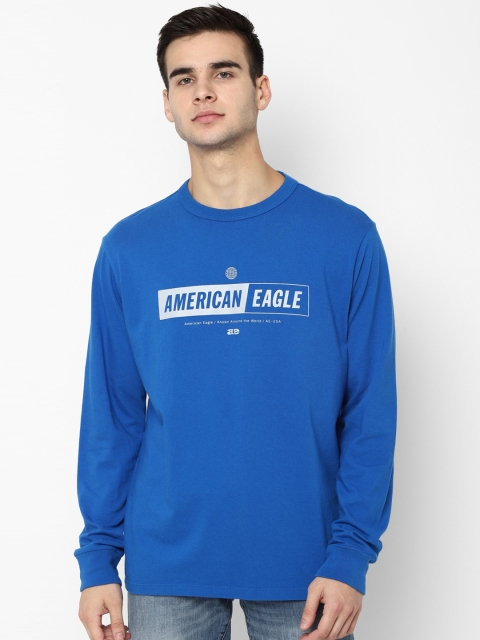 

AMERICAN EAGLE OUTFITTERS Men Blue Printed Round Neck T-shirt