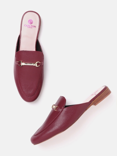 

Carlton London Women Burgundy Solid Mules