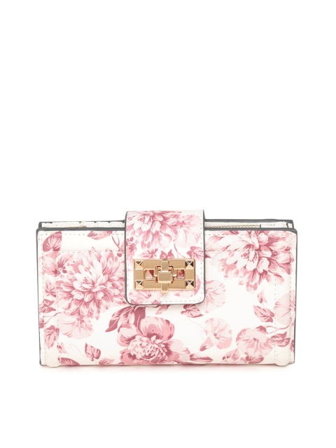 

Forever New Women White & Pink Printed Two Fold Wallet