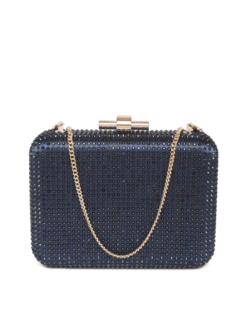 

Forever New Navy Blue Embellished Box Clutch