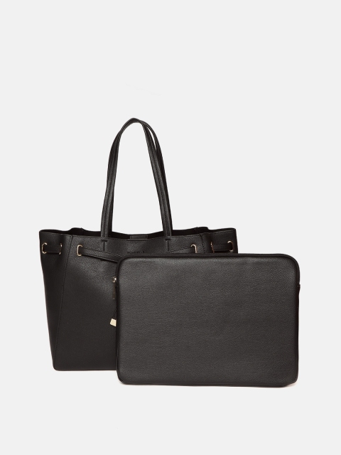 

Forever New Black Solid Shoulder Bag with Laptop Sleeve