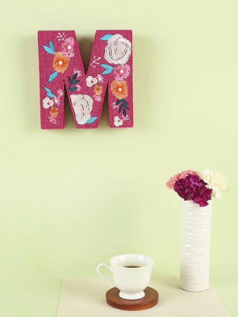 

Chumbak Pink Printed M For Memento Embellished Wall Decor