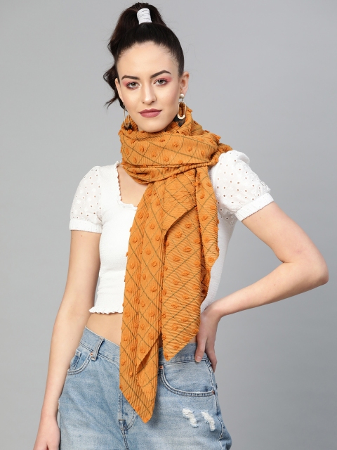 

SASSAFRAS Mustard Yellow Checked Scarf