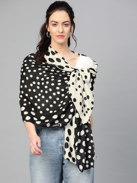 

SASSAFRAS Women Black & Off-White Printed Stole
