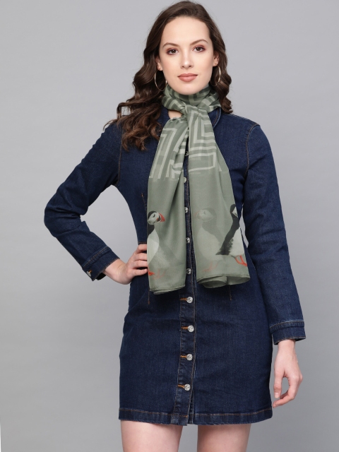 

SASSAFRAS Women Grey & Off-White Printed Stole