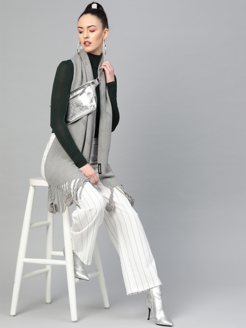 

SASSAFRAS Grey Self-Design Woollen Scarf