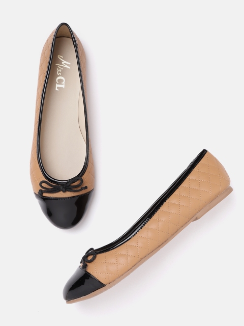 

Carlton London Women Beige & Black Quilted Ballerinas