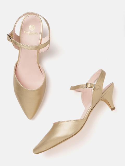 

Carlton London Women Gold-Toned Solid Kitten Heels
