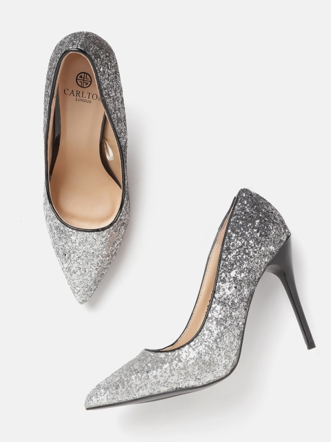 

Carlton London Women Silver-Toned Embellished Pumps