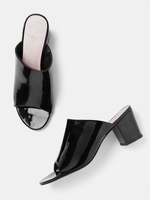 

Carlton London Women Black Solid Heeled Mules