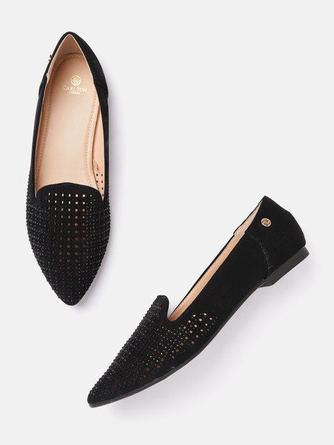 

Carlton London Women Black Laser Cut Ballerinas