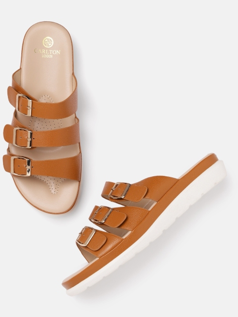 

Carlton London Women Brown Solid Open Toe Flats