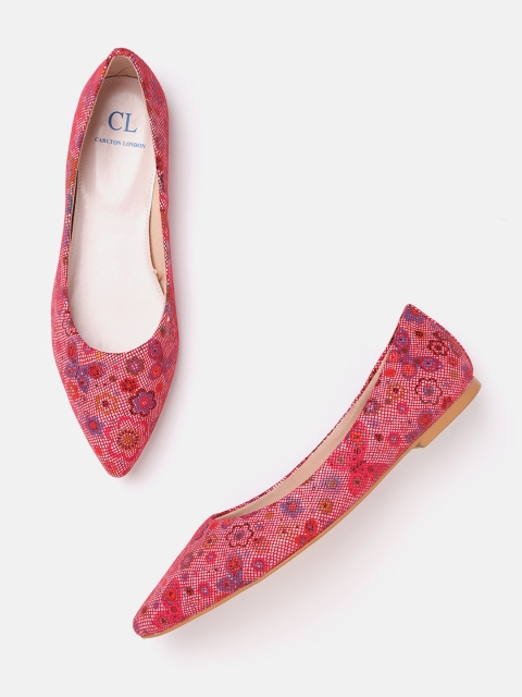 

Carlton London Women Pink & Blue Printed Ballerinas
