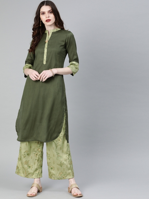 

ZIYAA Women Green Solid Kurta with Palazzos