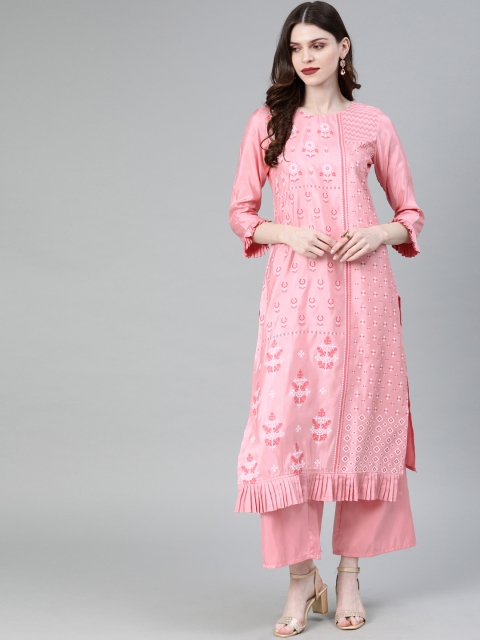 

ZIYAA Women Pink Printed Kurta with Palazzos