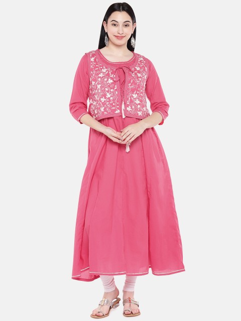 

Sringam Women Pink Embroidered Anarkali Kurta