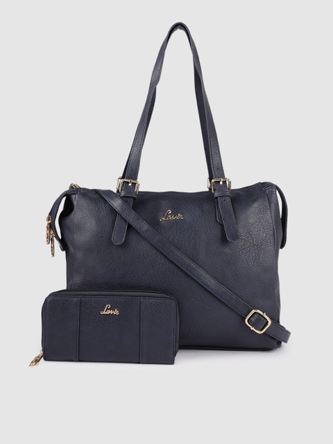 

Lavie Navy Blue Solid Shoulder Bag With Wallet