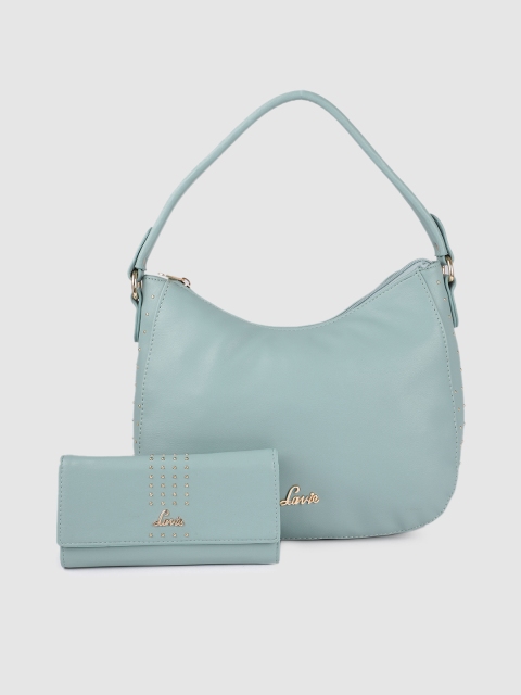 

Lavie Blue Solid Hobo Bag With Wallet