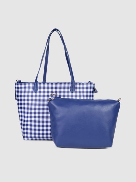 

Lavie White & Blue Checked Tote Bag