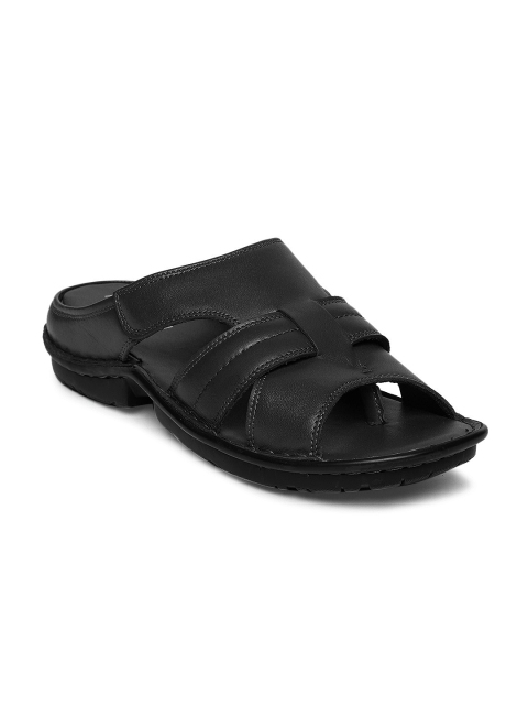 

Hartfield Men Black Solid Genuine Leather Sandals