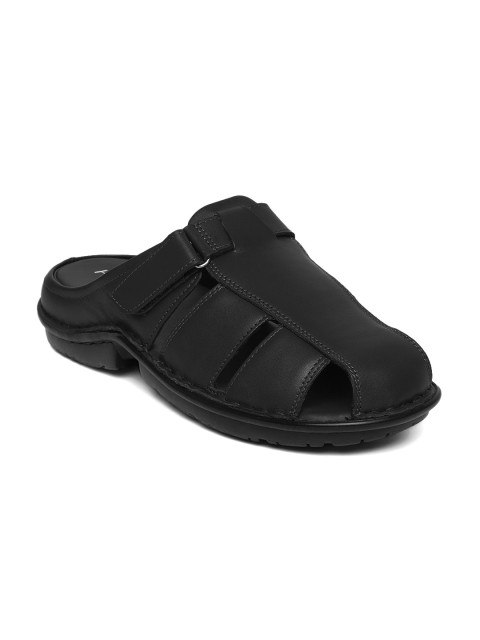 

Hartfield Men Black Solid Genuine Leather Sandals