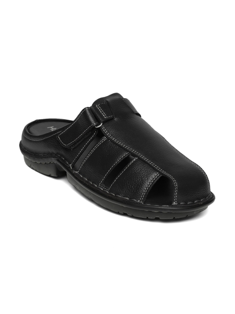 

Hartfield Men Black Solid Genuine Leather Sandals