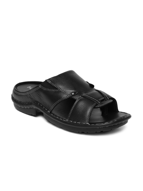 

Hartfield Men Black Solid Leather Comfort Sandals