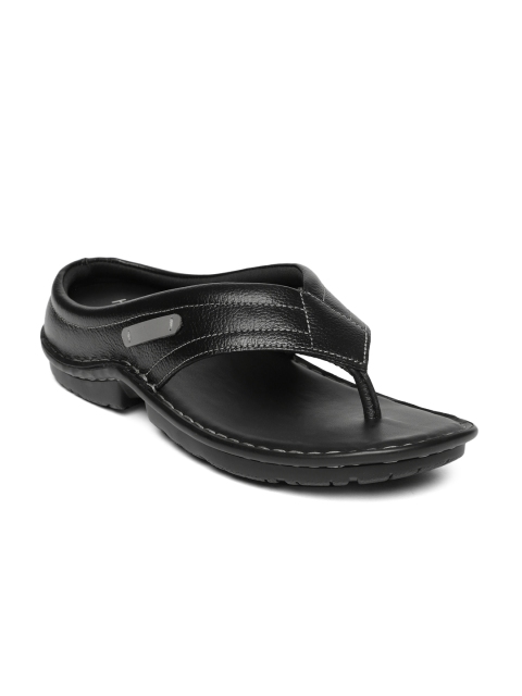 

Hartfield Men Black Solid Genuine Leather Sandals