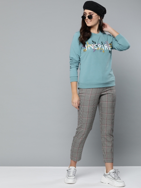 

VividArtsy Women Blue Printed Sweatshirt