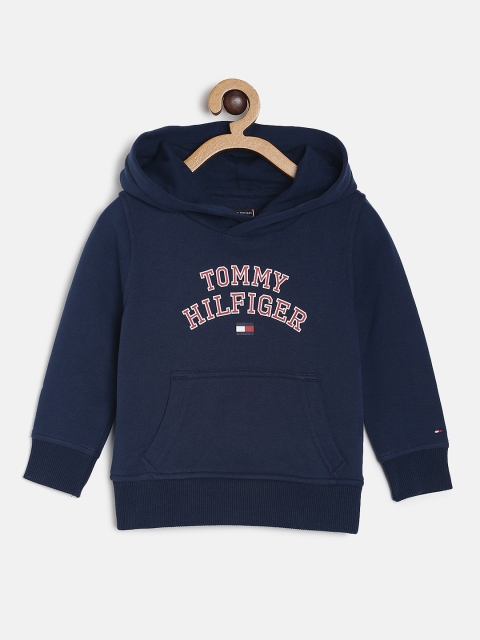 

Tommy Hilfiger Boys Navy Blue Printed Hooded Sweatshirt