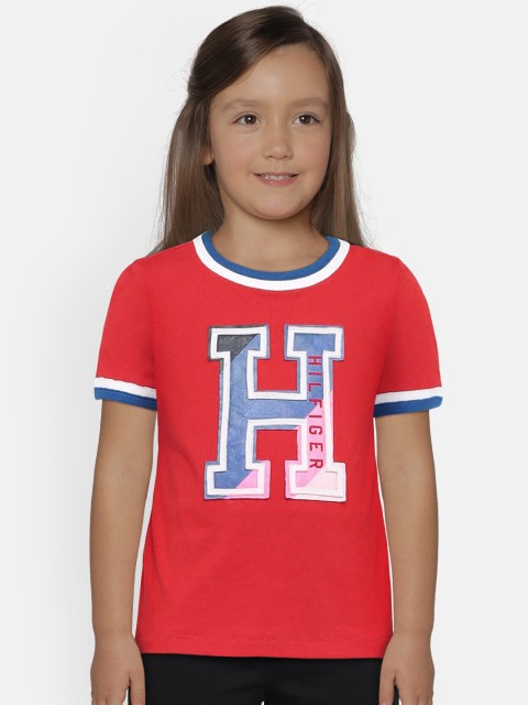 

Tommy Hilfiger Girls Red Applique Design Round Neck T-shirt