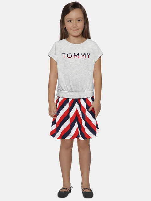 

Tommy Hilfiger Girls Multicoloured Striped Fit and Flare Dress, Multi
