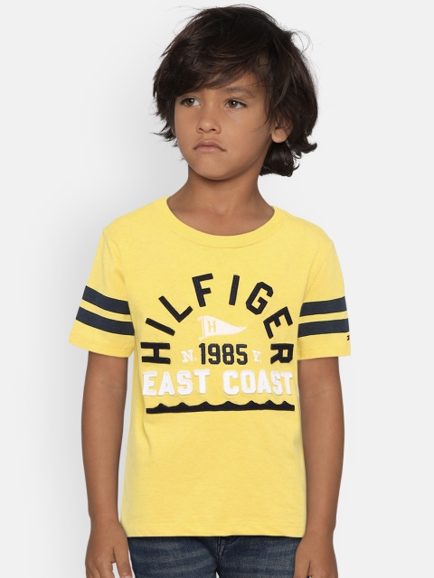 

Tommy Hilfiger Boys Yellow Self Design Round Neck T-shirt