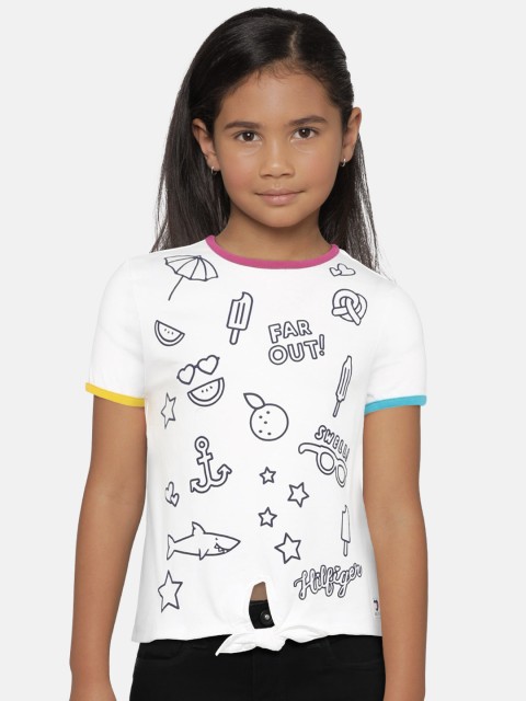 

Tommy Hilfiger Girls White Printed Round Neck T-shirt