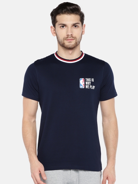 

NBA Men Navy Blue Solid Round Neck T-shirt