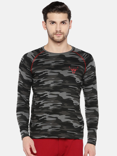 

NBA Men Grey Pure Cotton Printed Round Neck T-shirt