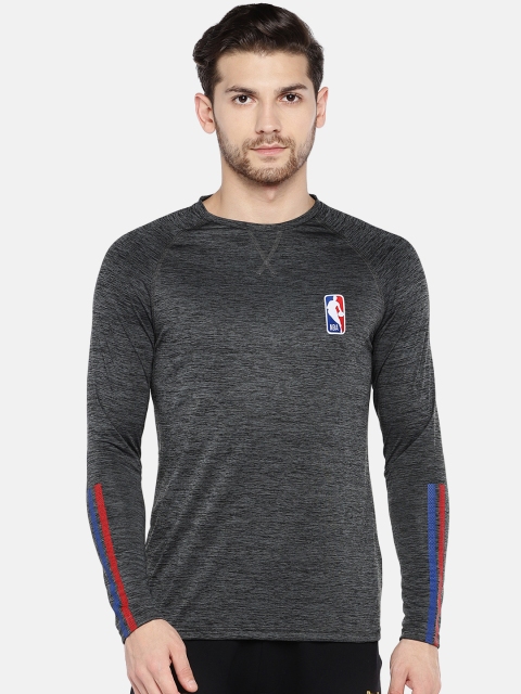 

NBA Men Charcoal Grey Solid Round Neck T-shirt