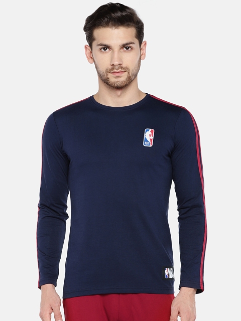 

NBA Men Navy Blue Solid Round Neck T-shirt