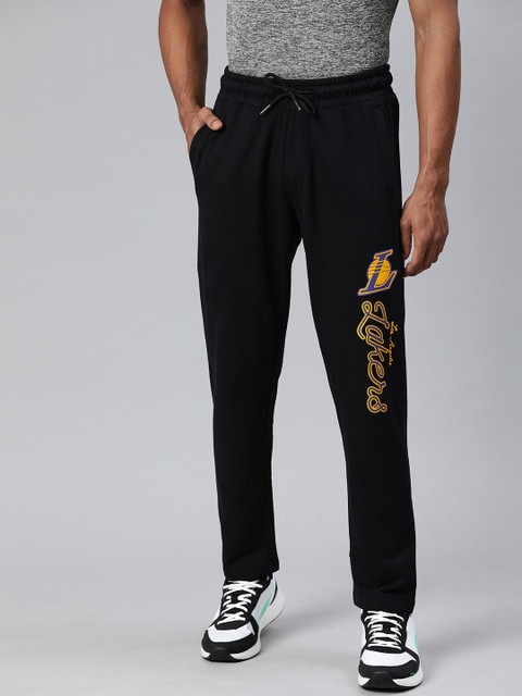 

NBA Men Black Solid Track Pants with Printed Detail