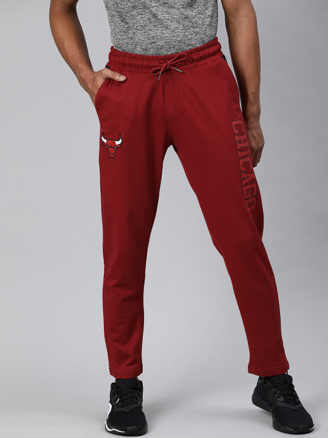 

NBA Men Maroon Solid Track Pants with Printed Detail